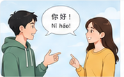 Two learners greeting each other in Chinese